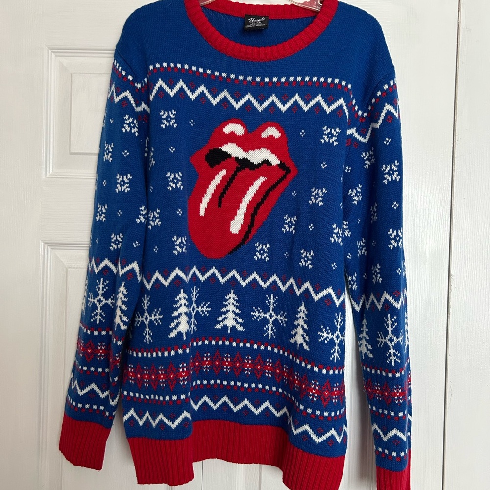 Ladies Rolling Stones Blue and Red sweater Large